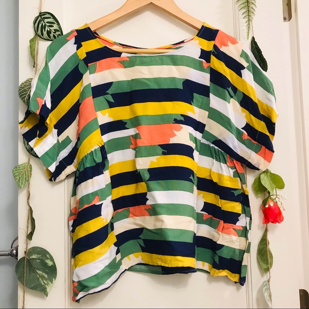 Anthropologie Maeve Flowy Puff Sleeves Blouse